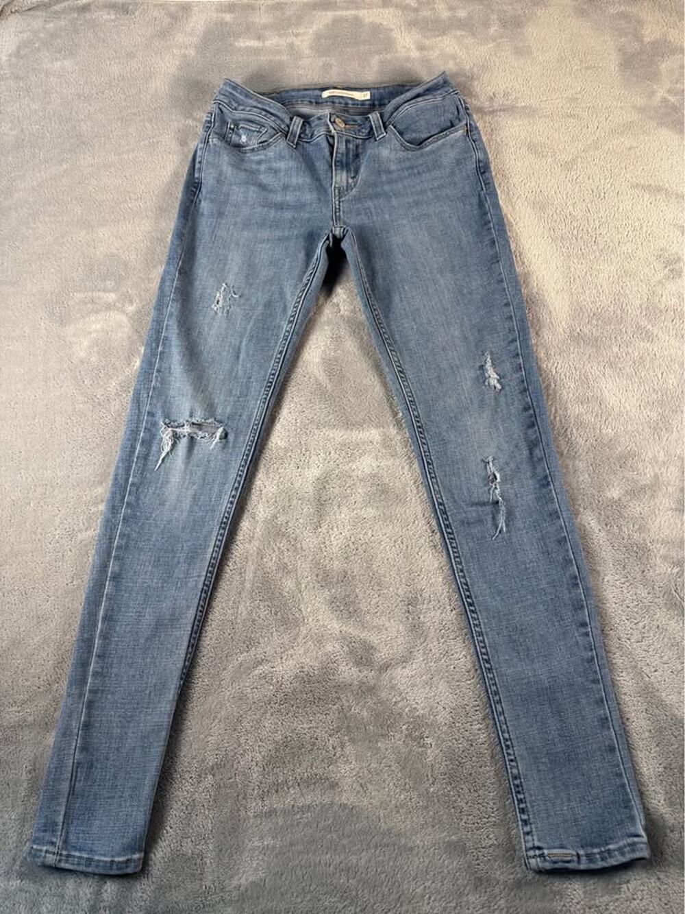 Levi’s 535 Super Skinny Jeans Size 27 Distressed Light Wash Stretch Denim